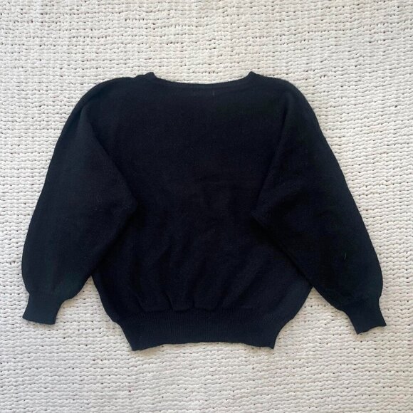 Women's Vintage Black Lace Neckline Sweater - Size Small - Picture 3 of 4